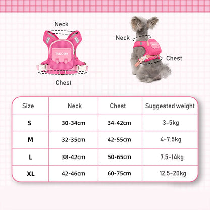 Cute Pet Dog Backpack Outdoor Storage Small Dogs Bag Outdoor Walking Chest Harness