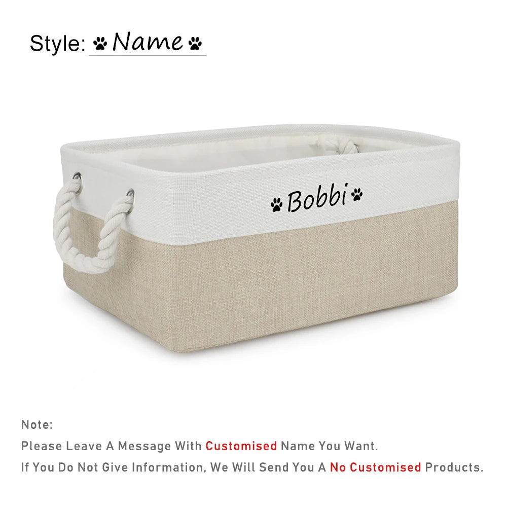 DIY Personalized Cat Dog Clothes Container Pet Toy Basket Foldable Box Bin Print Storage For Custom Name