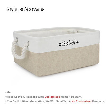 DIY Personalized Cat Dog Clothes Container Pet Toy Basket Foldable Box Bin Print Storage For Custom Name