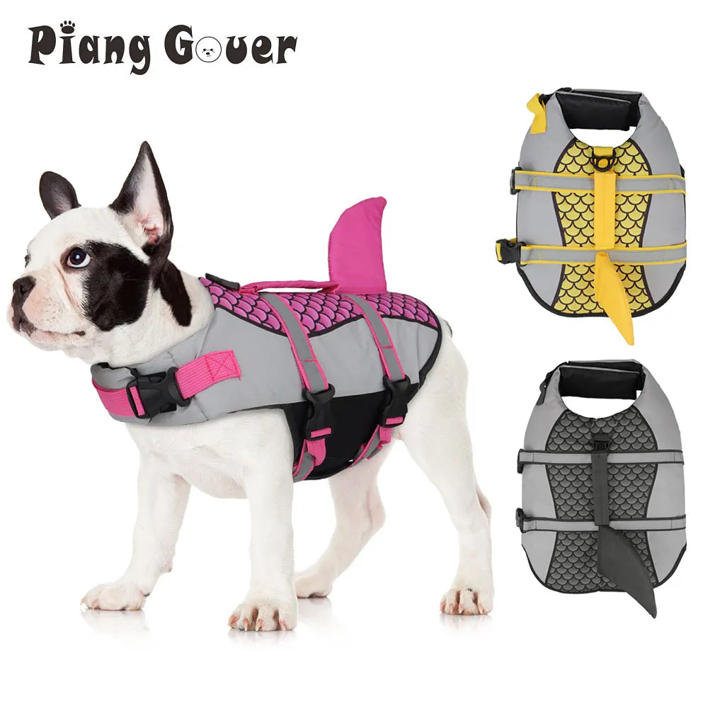 Swim Pet Dog Life Jacket Vest Clothes Life Vest Collar Harness Pet Swimming Summer Swimwear Scales Shark