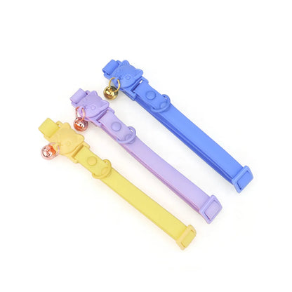 Pet Cat Collar Necklace With Small Bell PVC Waterproof Adjustable Kitten Collar Candy Color