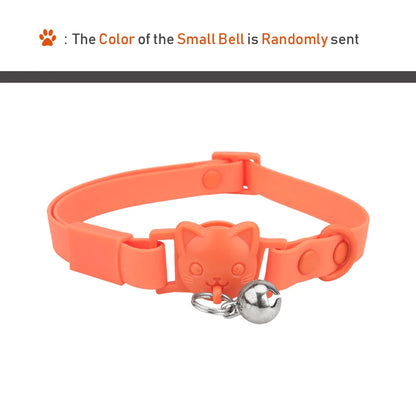 PVC Cute Cat Collar With Small Bell Waterproof Adjustable Catroon Kitten Neacklace Pet Collars