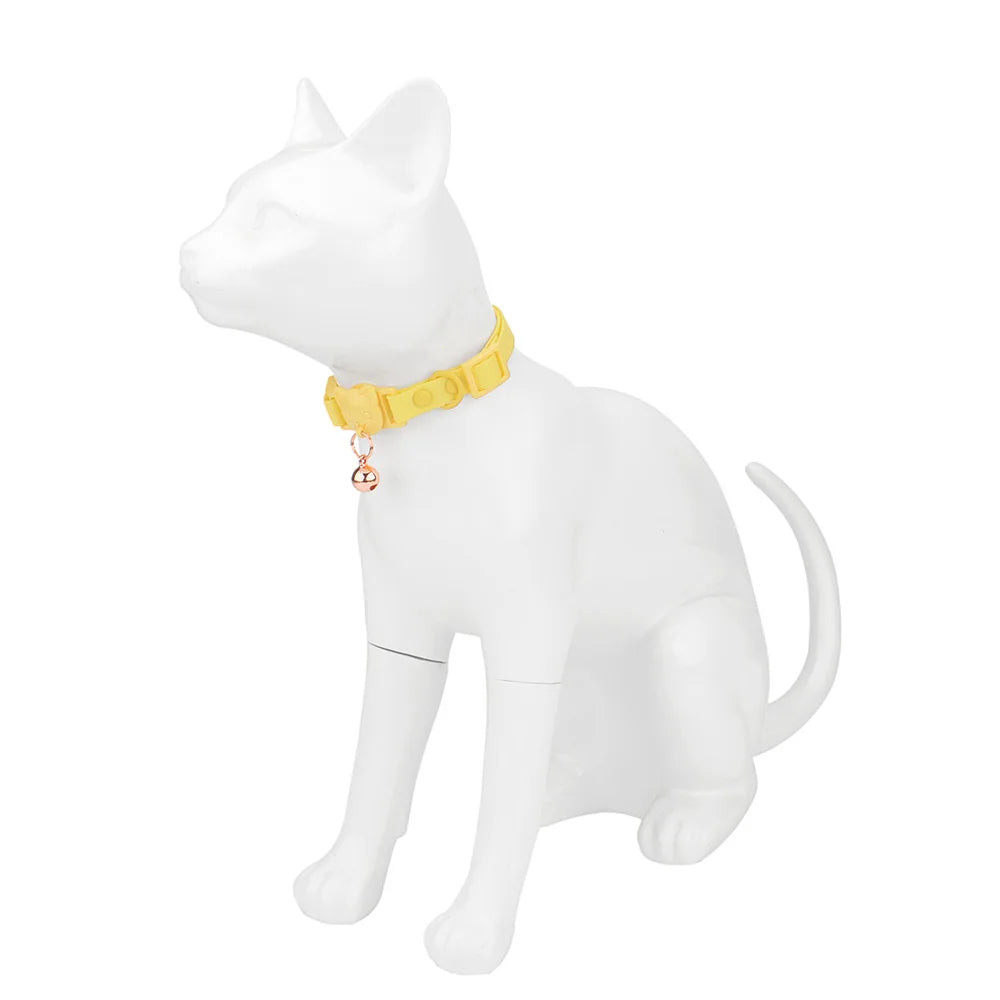 PVC Cute Cat Collar With Small Bell Waterproof Adjustable Catroon Kitten Neacklace Pet Collars