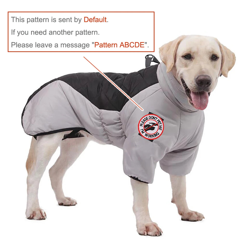 High-neck Warm Dog Jacket Cotton Coat Reflective Vest Thicken Autumn Winter Pet Clothes for Medium Large Dog