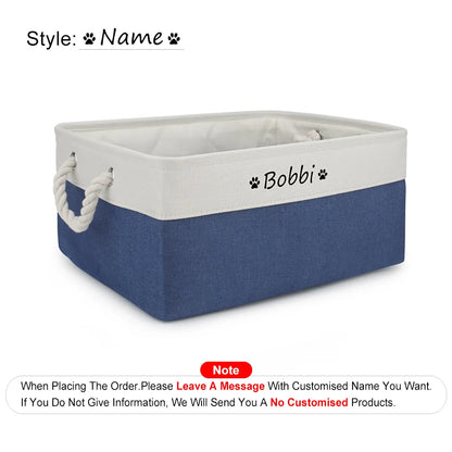 DIY Personalized Cat Dog Clothes Container Pet Toy Basket Foldable Box Bin Print Storage For Custom Name