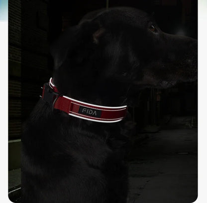 Large Dog Collar Pet Reflective Adjustable Collar for Medium Big Dogs Outdoor Walking Training Supplies