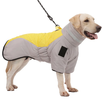High-neck Warm Dog Jacket Cotton Coat Reflective Vest Thicken Autumn Winter Pet Clothes for Medium Large Dog