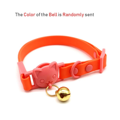 PVC Cute Cat Collar With Small Bell Waterproof Adjustable Catroon Kitten Neacklace Pet Collars