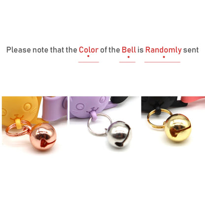 PVC Cute Cat Collar With Small Bell Waterproof Adjustable Catroon Kitten Neacklace Pet Collars