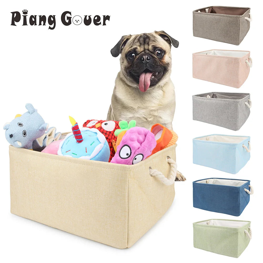 Folding Storage Basket Linen Pet Toy Storage Fabric Wardrobe Office Bedroom Closet Cat Dog Clothes Laundry Basket With Handle