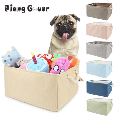 Folding Storage Basket Linen Pet Toy Storage Fabric Wardrobe Office Bedroom Closet Cat Dog Clothes Laundry Basket With Handle