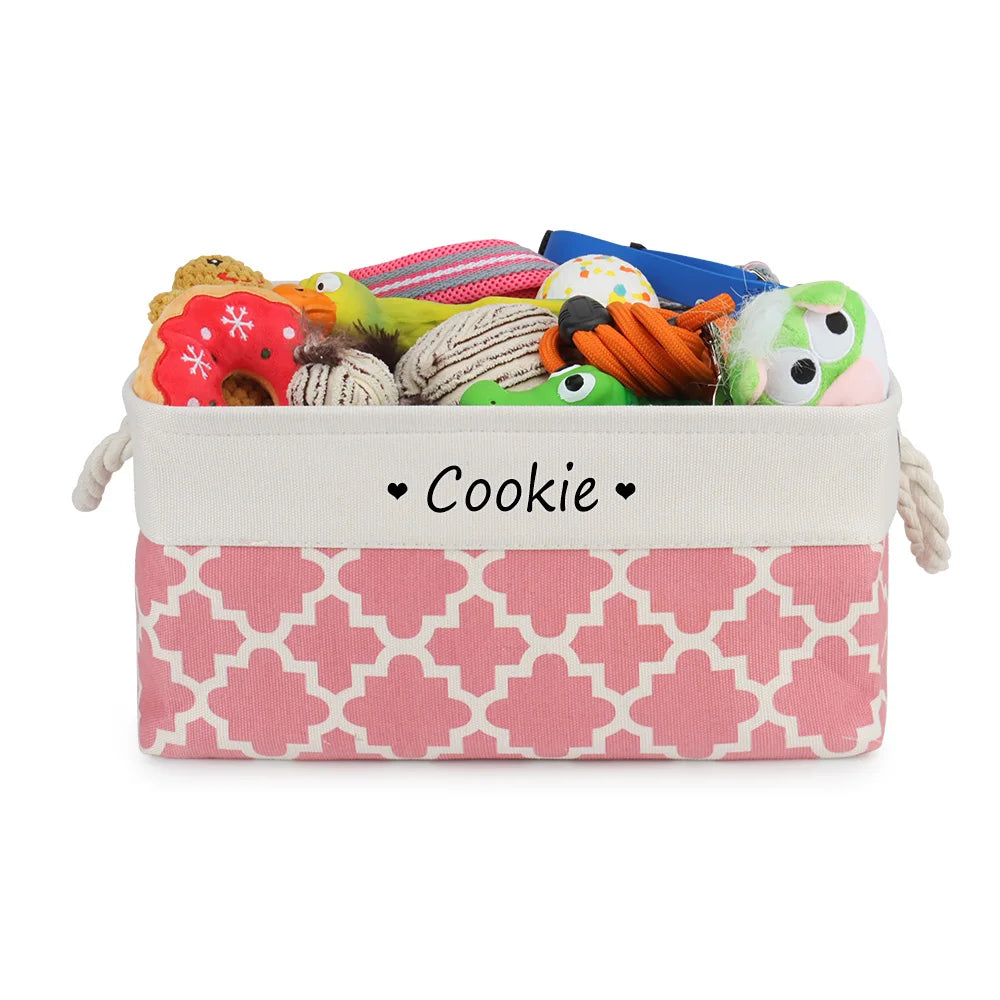 Customised Name Storage Basket for Cat Dog Toys Accessories Print Logo Personalised Custom Nameplate Box