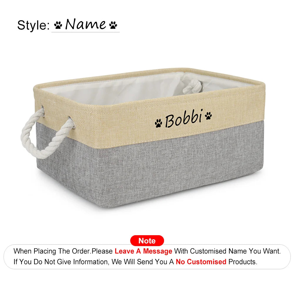 DIY Personalized Cat Dog Clothes Container Pet Toy Basket Foldable Box Bin Print Storage For Custom Name