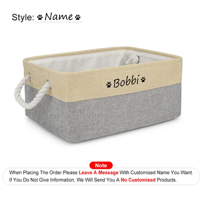 DIY Personalized Cat Dog Clothes Container Pet Toy Basket Foldable Box Bin Print Storage For Custom Name