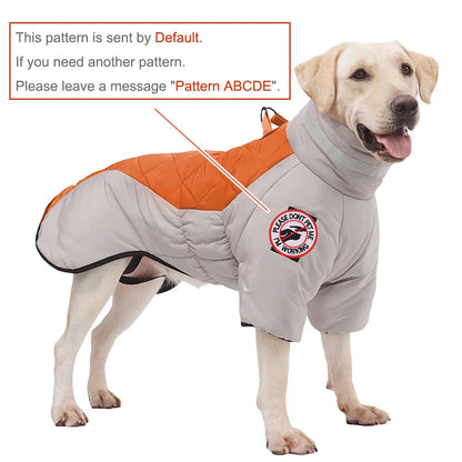 High-neck Warm Dog Jacket Cotton Coat Reflective Vest Thicken Autumn Winter Pet Clothes for Medium Large Dog