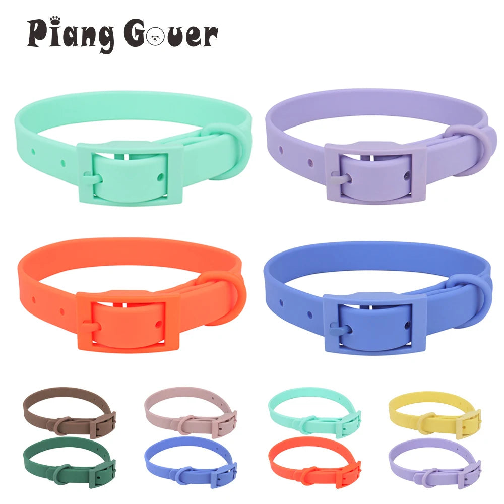 Cat Dog Collar Adjustable PVC Waterproof Collar Pet Products for Small Medium Large Dogs Imitation Silicone