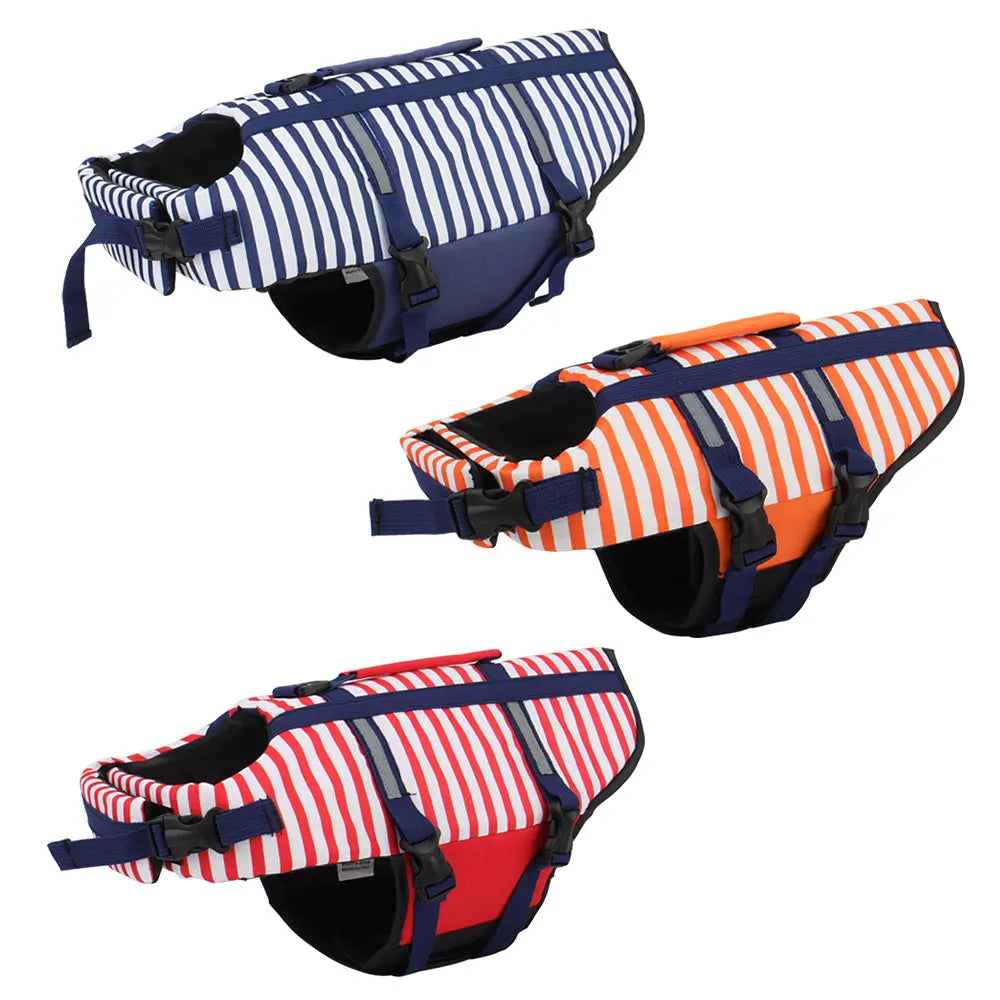 Stripe Dog Life Jacket Swimsuit Life Vest Summer Reflective Puppy Float Coat Swim Clothes Pet Vest