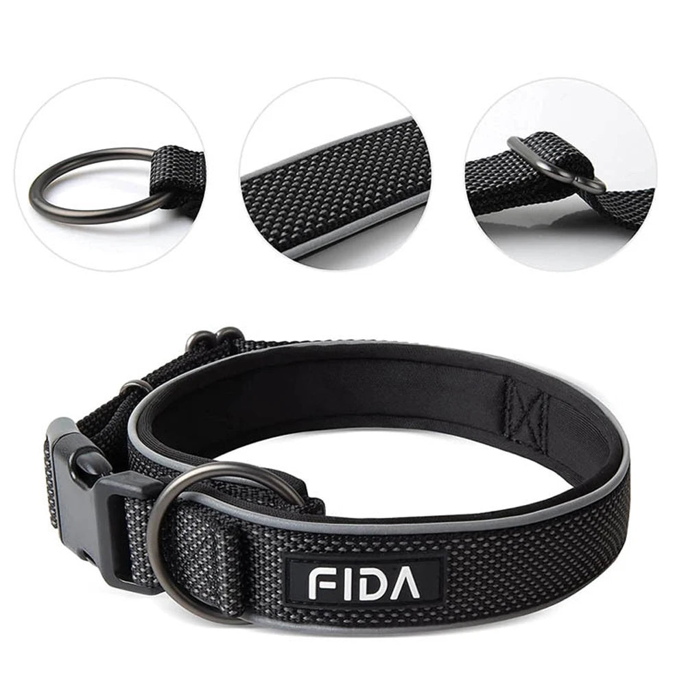 Large Dog Collar Pet Reflective Adjustable Collar for Medium Big Dogs Outdoor Walking Training Supplies