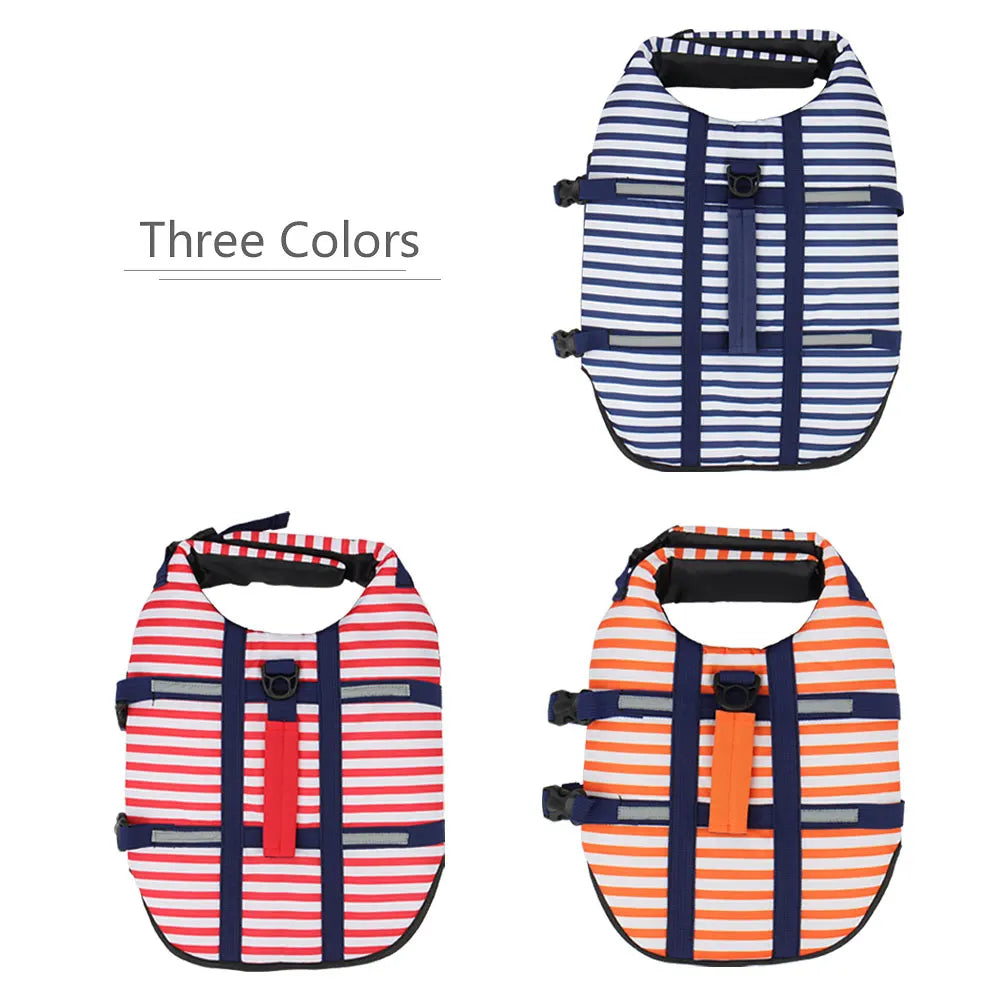 Stripe Dog Life Jacket Swimsuit Life Vest Summer Reflective Puppy Float Coat Swim Clothes Pet Vest