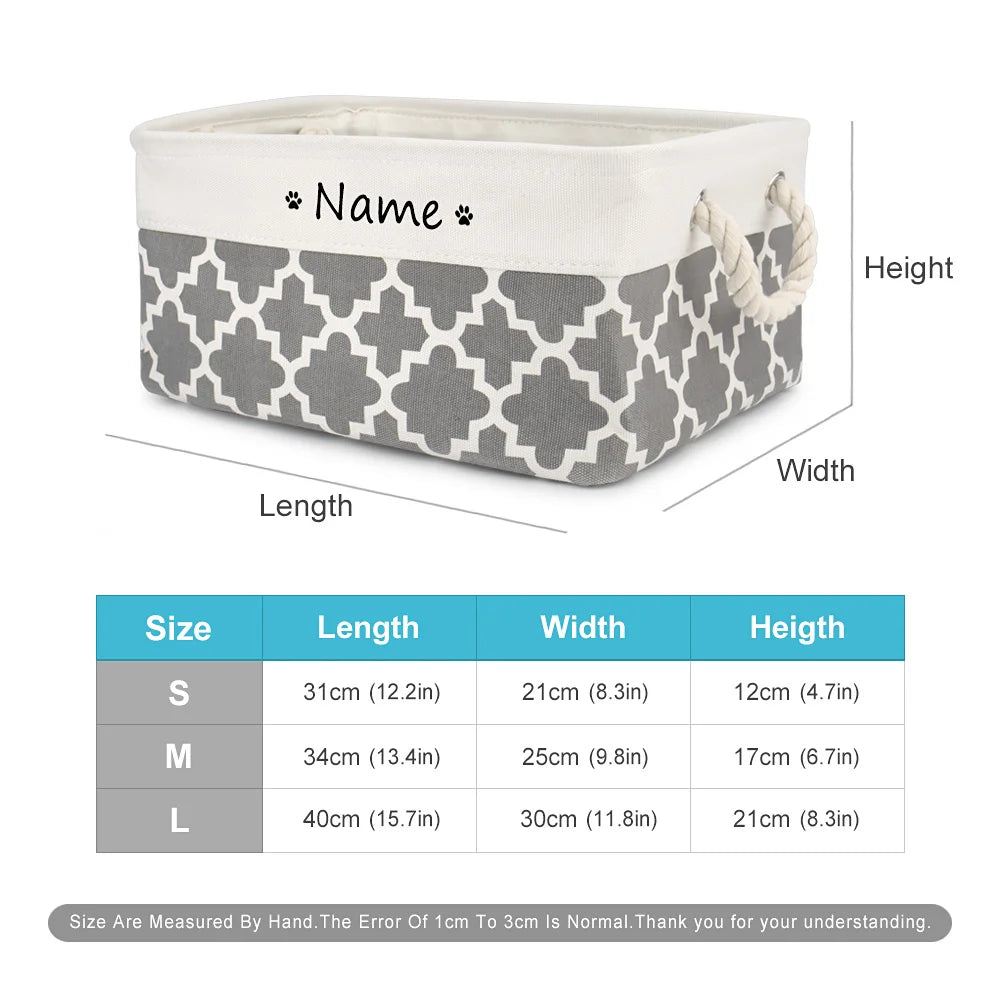 Customised Name Storage Basket for Cat Dog Toys Accessories Print Logo Personalised Custom Nameplate Box