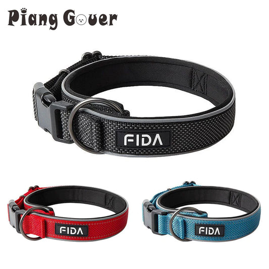 Large Dog Collar Pet Reflective Adjustable Collar for Medium Big Dogs Outdoor Walking Training Supplies