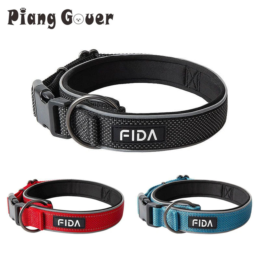 Large Dog Collar Pet Reflective Adjustable Collar for Medium Big Dogs Outdoor Walking Training Supplies