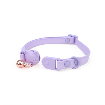 Pet Cat Collar Necklace With Small Bell PVC Waterproof Adjustable Kitten Collar Candy Color