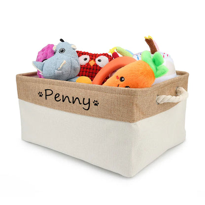 DIY Personalized Cat Dog Clothes Container Pet Toy Basket Foldable Box Bin Print Storage For Custom Name