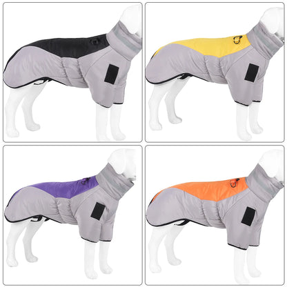 High-neck Warm Dog Jacket Cotton Coat Reflective Vest Thicken Autumn Winter Pet Clothes for Medium Large Dog