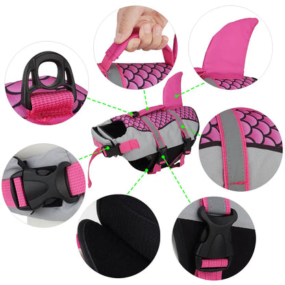 Swim Pet Dog Life Jacket Vest Clothes Life Vest Collar Harness Pet Swimming Summer Swimwear Scales Shark