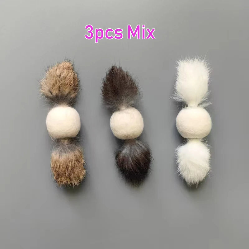 3pcs Plush Ball Cat Pet Toys Rabbit Hair Interactive Kitten Toys