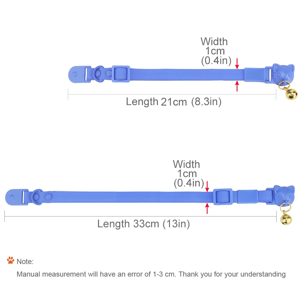 PVC Cute Cat Collar With Small Bell Waterproof Adjustable Catroon Kitten Neacklace Pet Collars