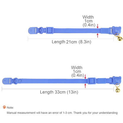 PVC Cute Cat Collar With Small Bell Waterproof Adjustable Catroon Kitten Neacklace Pet Collars