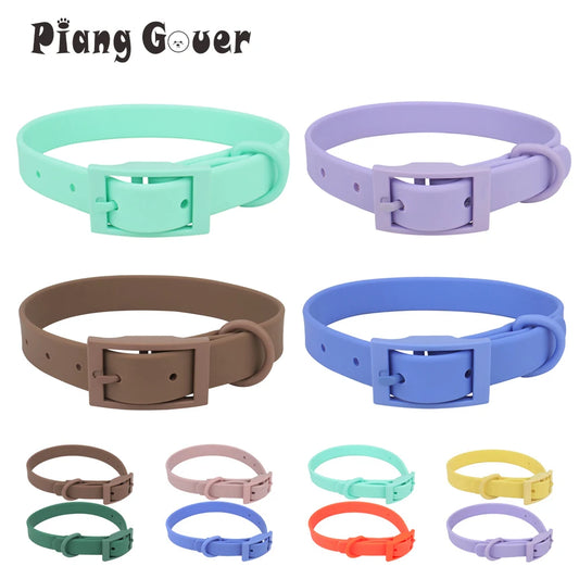 Cat Dog Collar Adjustable PVC Waterproof Collar Pet Products for Small Medium Large Dogs Imitation Silicone
