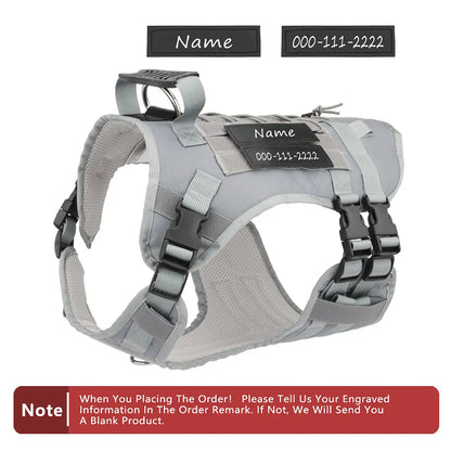 Custom Dog Harness Personalized Tactical Vest DIY Name Pet Harness for Medium Large Big Dog Chest Strap