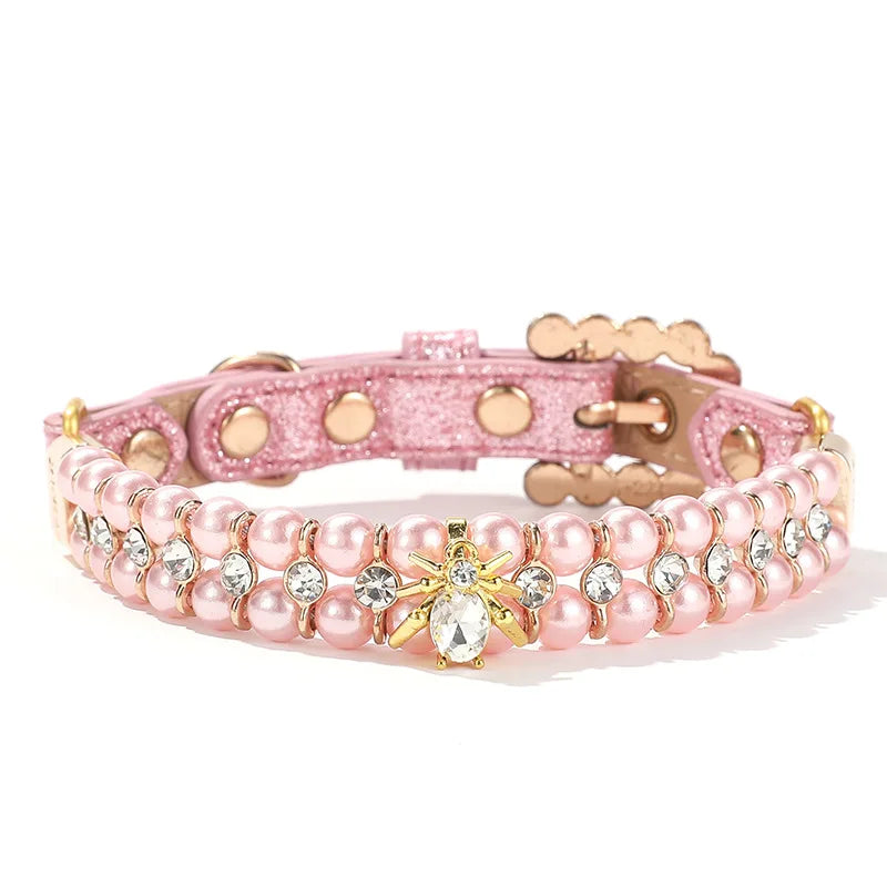 Artificial Pearl Crystal Small Dog Cat Collar Necklace Pendant Puppy Pet Collar Neck Chain