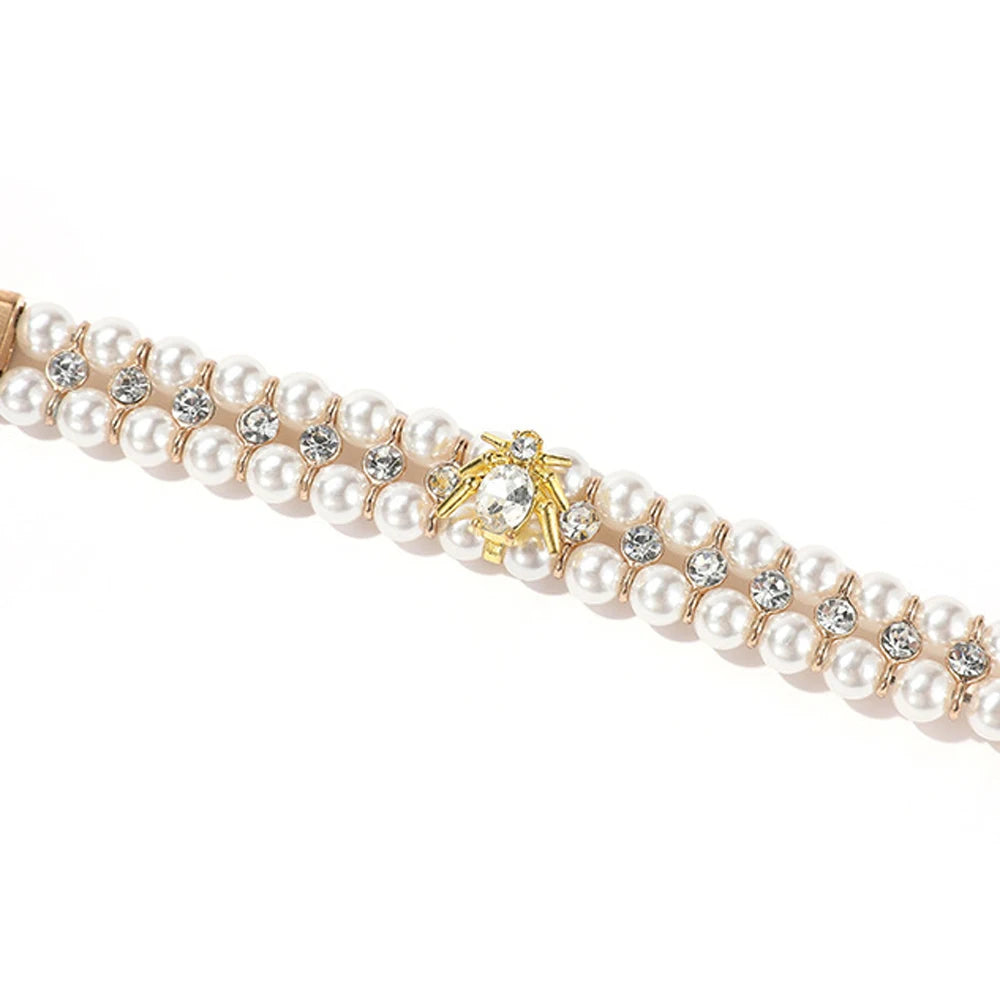 Artificial Pearl Crystal Small Dog Cat Collar Necklace Pendant Puppy Pet Collar Neck Chain