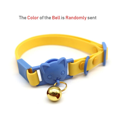PVC Cute Cat Collar With Small Bell Waterproof Adjustable Catroon Kitten Neacklace Pet Collars