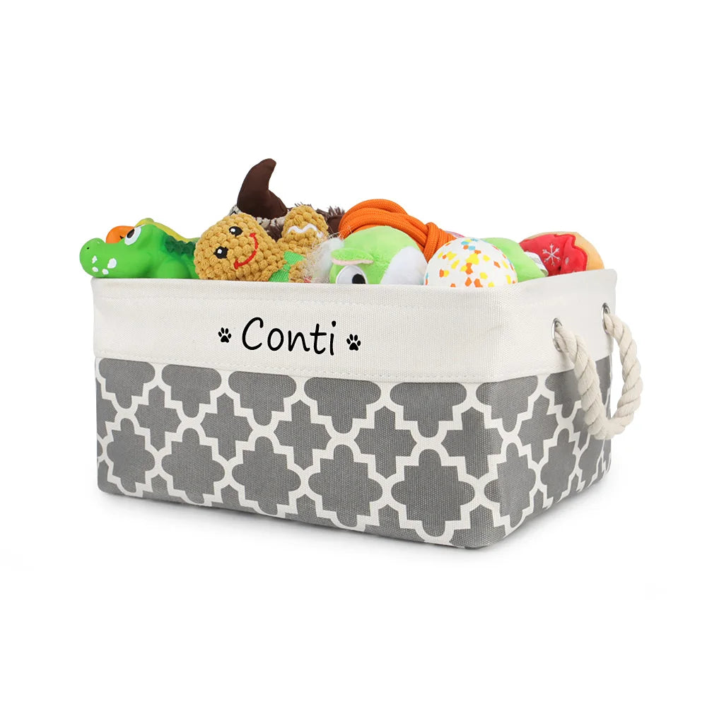 Customised Name Storage Basket for Cat Dog Toys Accessories Print Logo Personalised Custom Nameplate Box