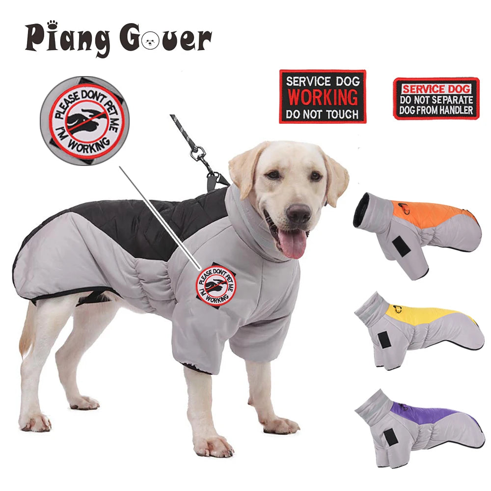 High-neck Warm Dog Jacket Cotton Coat Reflective Vest Thicken Autumn Winter Pet Clothes for Medium Large Dog