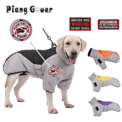 High-neck Warm Dog Jacket Cotton Coat Reflective Vest Thicken Autumn Winter Pet Clothes for Medium Large Dog