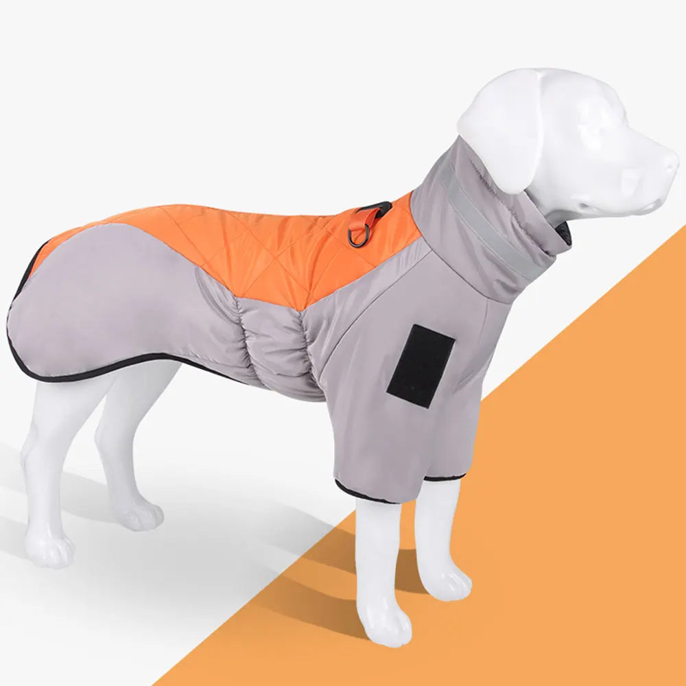 High-neck Warm Dog Jacket Cotton Coat Reflective Vest Thicken Autumn Winter Pet Clothes for Medium Large Dog
