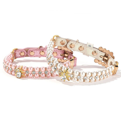 Artificial Pearl Crystal Small Dog Cat Collar Necklace Pendant Puppy Pet Collar Neck Chain