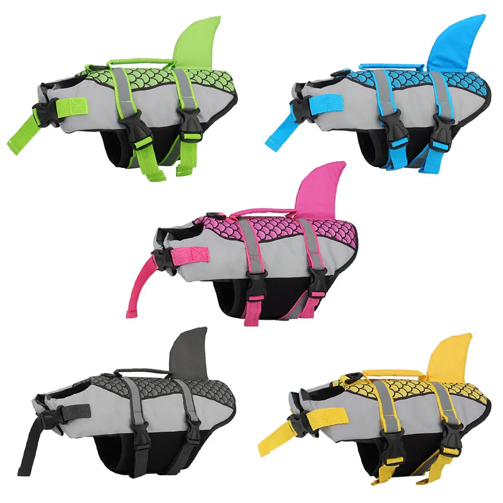 Swim Pet Dog Life Jacket Vest Clothes Life Vest Collar Harness Pet Swimming Summer Swimwear Scales Shark