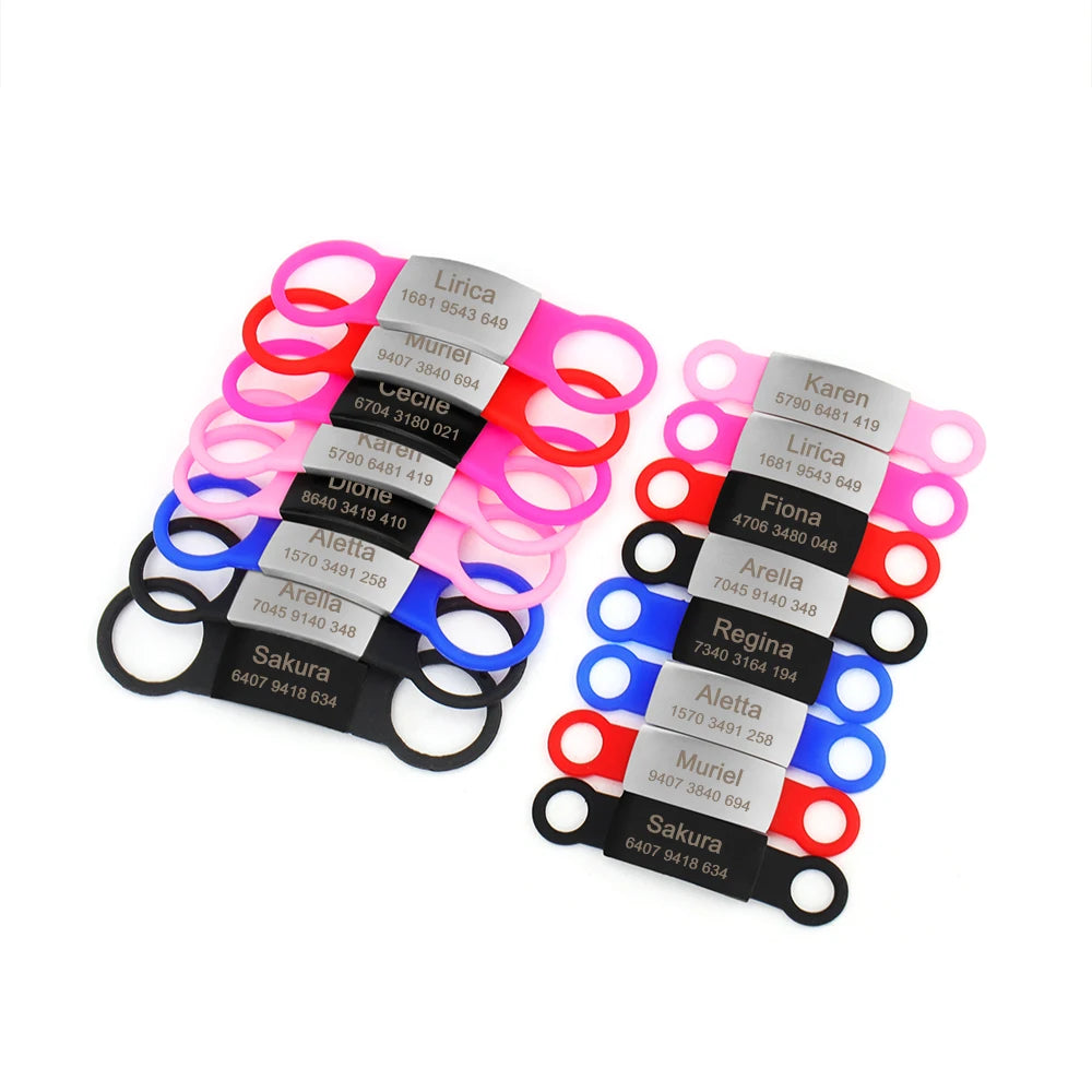 Silicone Engrav Pet ID Accessories Customize Dog Nameplate Name Phone Engraved Dog Collar Personalized Puppy Cat Pet Supplies