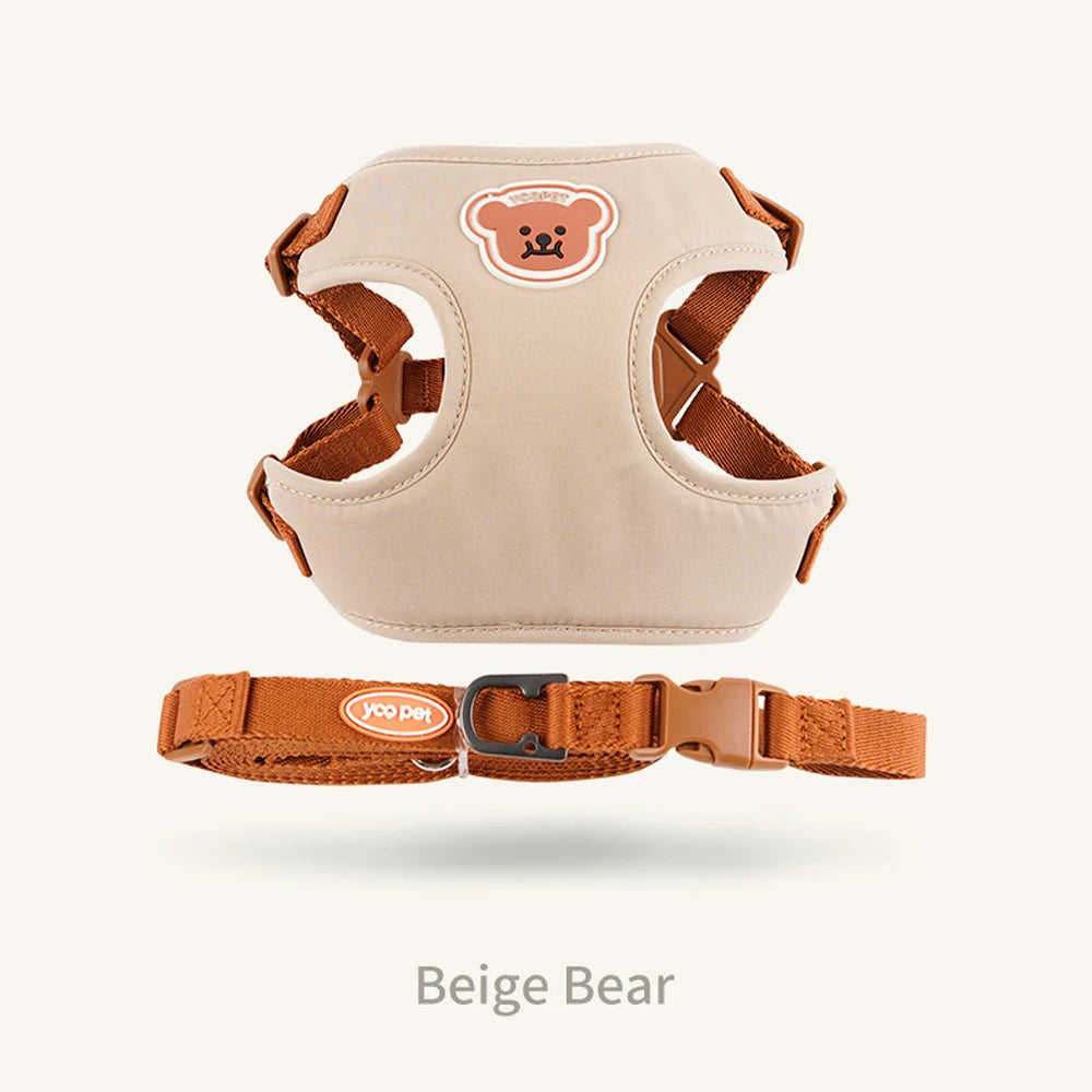 Cute Bear Pet Harness Leash Set Dog Vest Harness Strap Adjustable Breathable Harness for Puppy Cat Dog Supplies