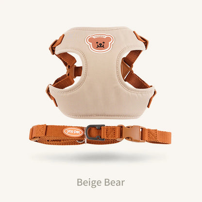 Cute Bear Pet Harness Leash Set Dog Vest Harness Strap Adjustable Breathable Harness for Puppy Cat Dog Supplies
