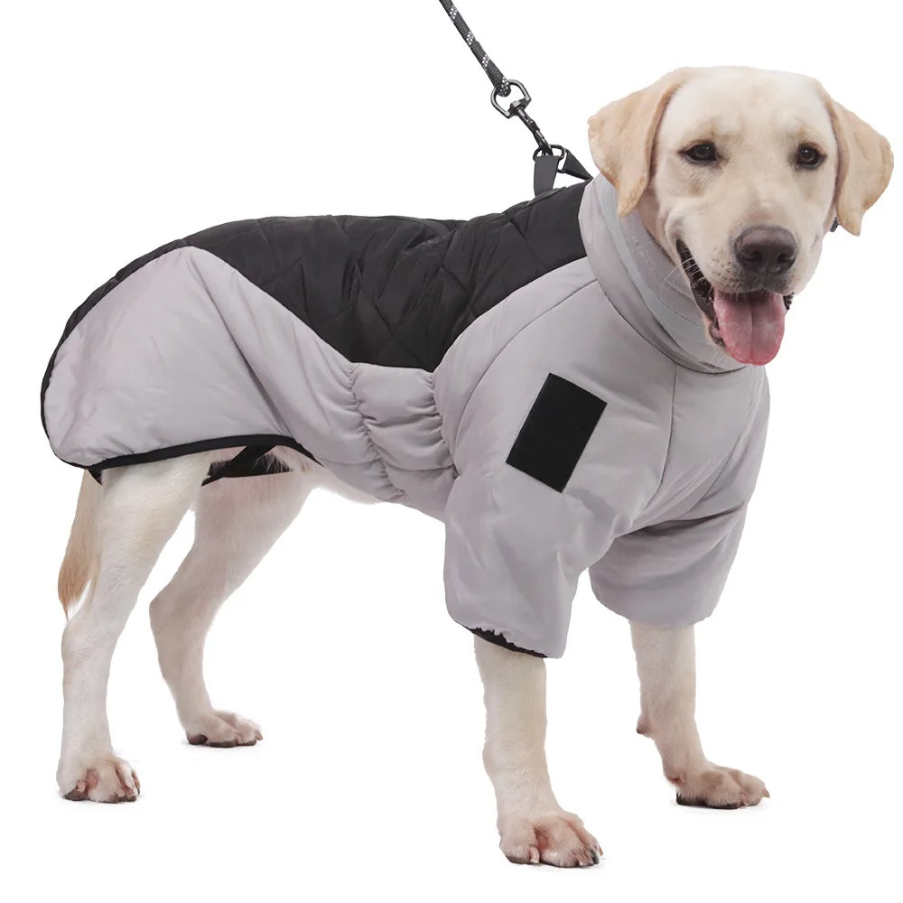 High-neck Warm Dog Jacket Cotton Coat Reflective Vest Thicken Autumn Winter Pet Clothes for Medium Large Dog