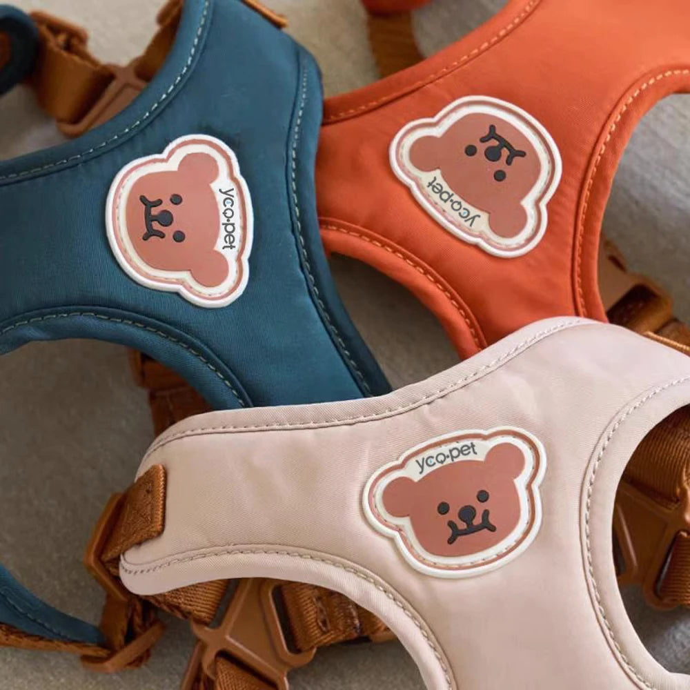 Cute Bear Pet Harness Leash Set Dog Vest Harness Strap Adjustable Breathable Harness for Puppy Cat Dog Supplies
