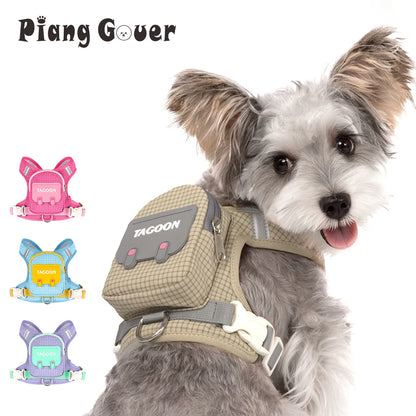 Cute Pet Dog Backpack Outdoor Storage Small Dogs Bag Outdoor Walking Chest Harness